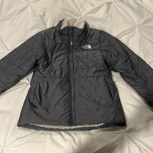 The North Face Kids Gray Puffer Jacket with Sherpa Lining
